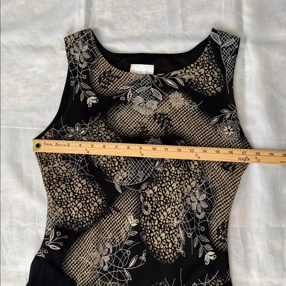 Sharon Max Women Dress Black and Beige Sleeveless Asymmetrical Hem Small Dress - Picture 7 of 15